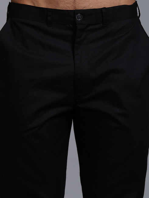 Vastramay Men's Black Cotton Blend Kurta and Pant Set